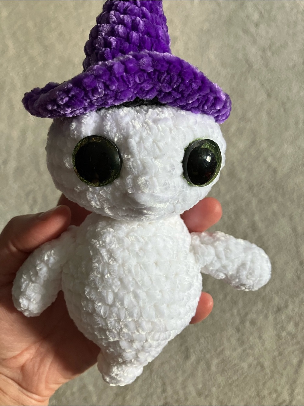 Crochet Ghost Halloween 8 inch Hat to Bottom